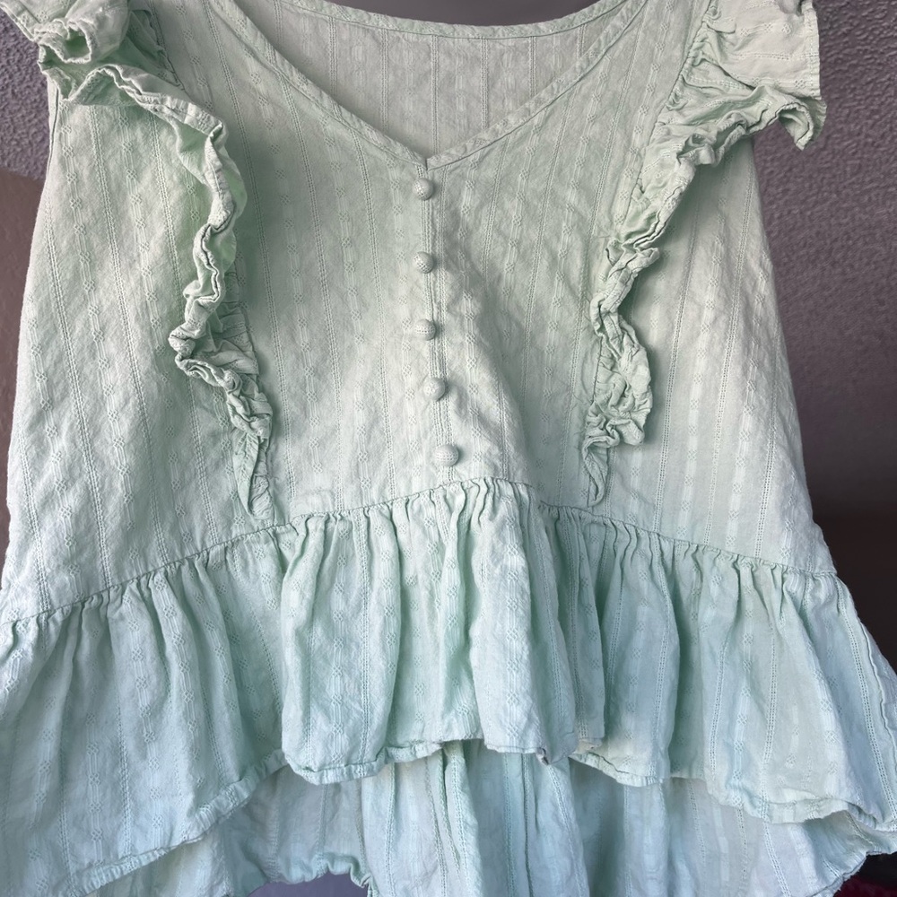 SHEIN Mint Green Ruffle Tank Top